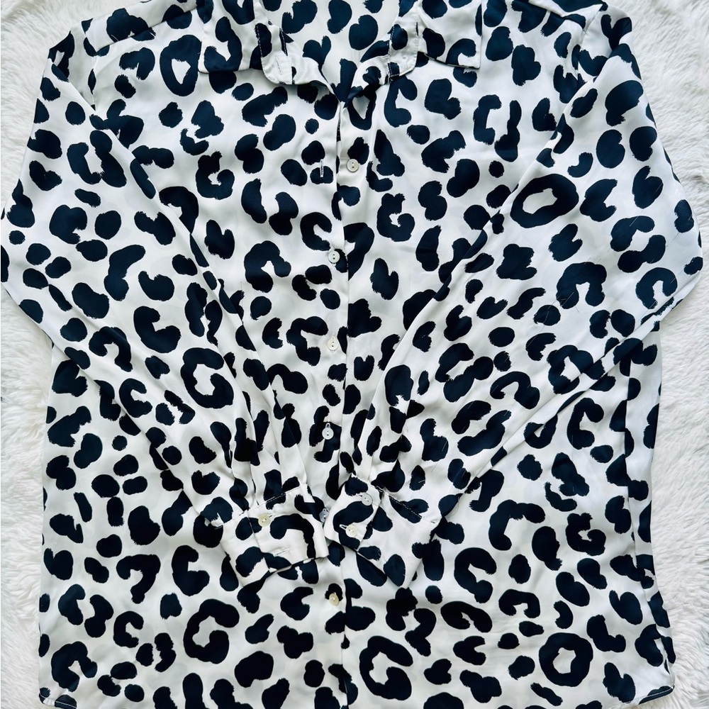 ZARA Leopard Print Button Down Shirt – Size S